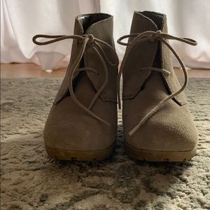 White mountain wedge bootie neutral grey